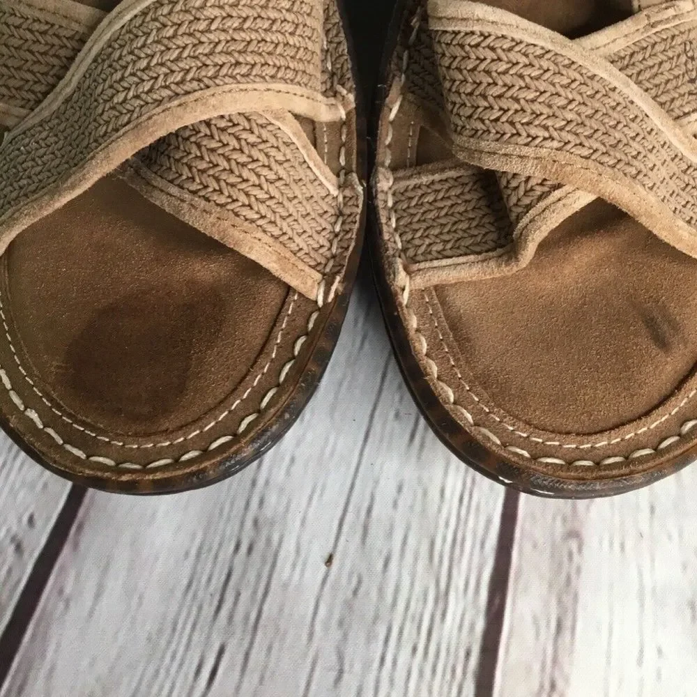 UGG 3146 Strappy Slingback Jute Wedge Sandals Women Size‎ 9 Brown Nubuck/Leather